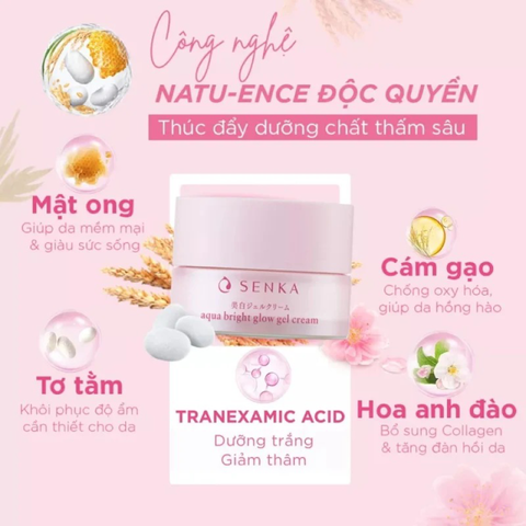 (Hàng nhập khẩu) Kem hỗ trợ dưỡng trắng da ban đêm Senka Aqua Bright Glow Gel Cream