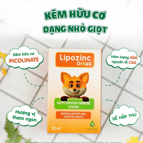 [Hàng nhập khẩu] Kẽm Hữu Cơ Cho Bé Lipozinc Drops 30ml - Hỗ Trợ Tiêu Hóa, Tăng Cường Đề Kháng, Dễ Dùng Cho Trẻ Em