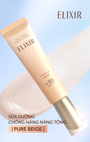 (Hàng nhập khẩu) Sữa chống nắng nâng tone Elixir Day Care Revolution Tone Up Beige SPF50+