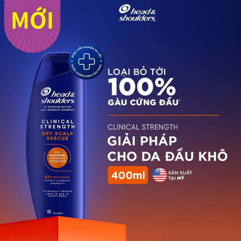Dầu gội Head & Shoulders Clinical Strength 400ml - Giải pháp trị gàu hiệu quả, làm sạch sâu để tóc khỏe mạnh, mượt mà.