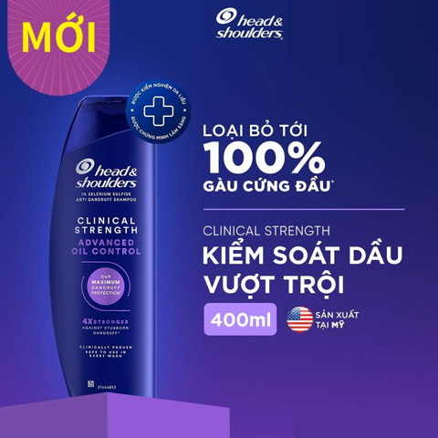 Dầu gội Head & Shoulders Clinical Strength 400ml - Giải pháp trị gàu hiệu quả, làm sạch sâu để tóc khỏe mạnh, mượt mà.