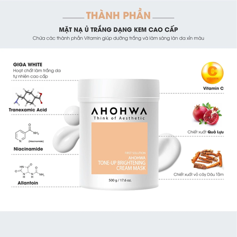 (Hàng nhập khẩu) Mặt nạ ủ trắng da Ahohwa Tone-Up Brightening Cream Mask 500g