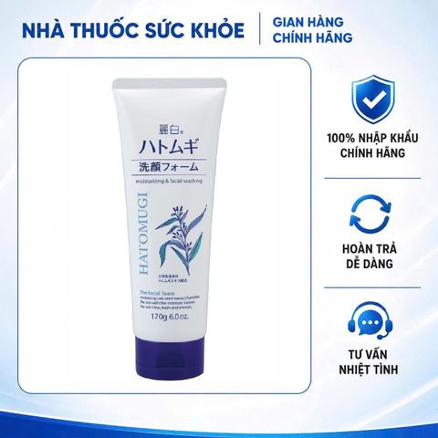Sữa Rửa Mặt Hatomugi Chiết Xuất Ý Dĩ 170g - Làm Sáng Da, Chống Oxy Hóa, Dành Cho Mọi Loại Da, Ngăn Ngừa Mụn và Lão Hóa