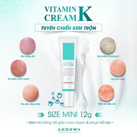 Kem Dưỡng Phục Hồi Da Kích Ứng Ahohwa Vitamin K Cream 12g - Giúp Làm Dịu, Cải Thiện Da Nhạy Cảm, Phục Hồi Da Mỏng Yếu