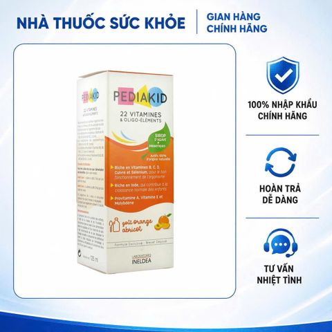 [Hàng nhập khẩu] Siro Pediakid 22 Vitamines cho trẻ từ 6 tháng - Vitamin tổng hợp 22 loại, dễ uống vị cam và mơ, tăng cường sức đề kháng, phát triển toàn diện.