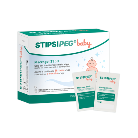 Bột hỗ trợ nhuận tràng Stipsipeg Baby Macrogol 3350 cho trẻ từ 6 tháng - Làm mềm phân, hỗ trợ tiêu hóa tự nhiên hiệu quả và an toàn.