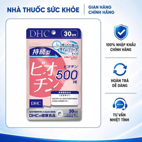 Viên uống biotin DHC 500mcg hỗ trợ mọc tóc, ngừa rụng tóc, làm đẹp da - Sản phẩm bổ sung sức khỏe tóc và da 30 ngày