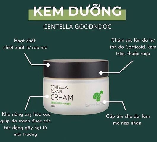 Kem Dưỡng Ẩm Phục Hồi GoodnDoc Centella Repair Cream 50ml - Dưỡng Da Khỏe Mạnh, Cấp Ẩm, Phục Hồi Da Hư Tổn Cho Mọi Loại Da