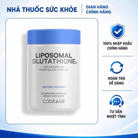 [Nhập khẩu] Viên Uống Codeage Liposomal Glutathione 1000mg - Hỗ Trợ Trắng Da, Ngăn Ngừa Oxy Hóa, Cải Thiện Tình Trạng Nám Da, Quy Cách 60 Viên