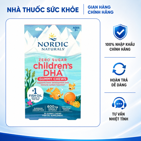 (Hàng Nhập Khẩu) Kẹo Dẻo DHA Nordic Naturals Cho Bé 30 Viên - Hỗ Trợ Não Bộ, Thị Lực Và Miễn Dịch Cho Trẻ