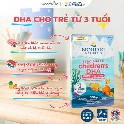 (Hàng Nhập Khẩu) Kẹo Dẻo DHA Nordic Naturals Cho Bé 30 Viên - Hỗ Trợ Não Bộ, Thị Lực Và Miễn Dịch Cho Trẻ