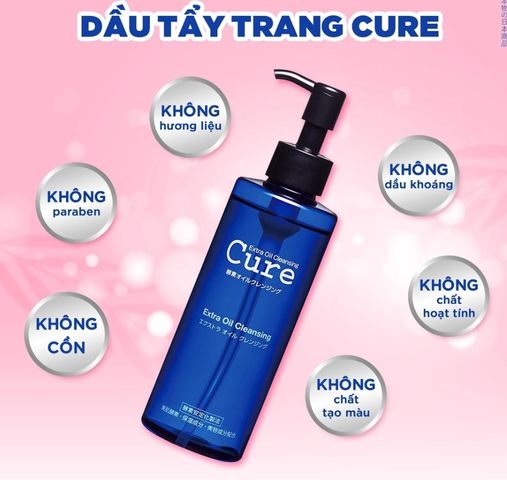 Cure Extra Oil Cleansing - Dầu Tẩy Trang Nhật Bản 200ml, Chiết Xuất Tự Nhiên, Làm Sạch Dịu Nhẹ, Giữ Ẩm Da, Không Gây Khô Da