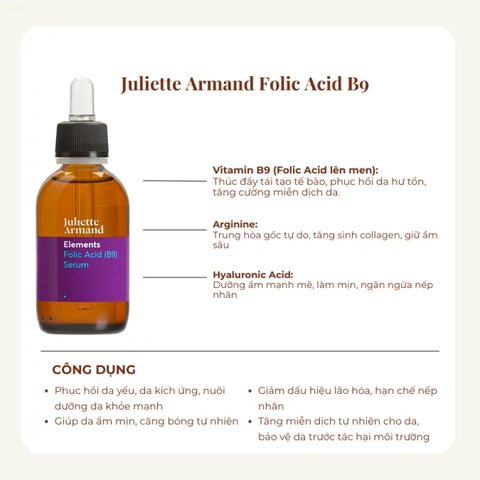 (Hàng Nhập Khẩu) Tinh Chất Phục Hồi Da Juliette Armand Folic Acid B9 Serum 55ml - Cấp Ẩm, Giảm Kích Ứng, Củng Cố Hàng Rào Bảo Vệ Da