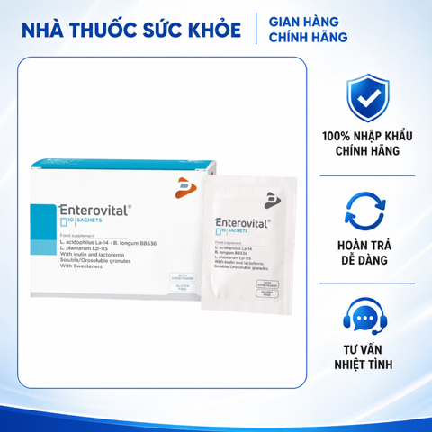 (Hàng nhập khẩu) Men Vi Sinh Enterovital 10 Tỷ Lợi Khuẩn - Hỗ Trợ Cân Bằng Hệ Vi Sinh Đường Ruột Cho Trẻ Em & Người Lớn Hộp 10 gói