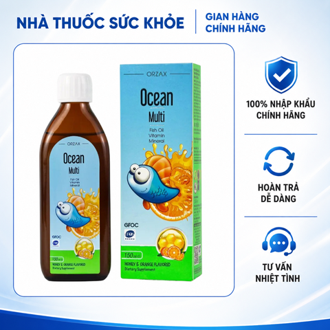 (Hàng Nhập Khẩu) Dầu Cá Ocean Multi Fish Oil Vitamin Mineral ORZAX 150ml - Bổ Sung Omega 3, Vitamin & Khoáng Chất Cho Bé