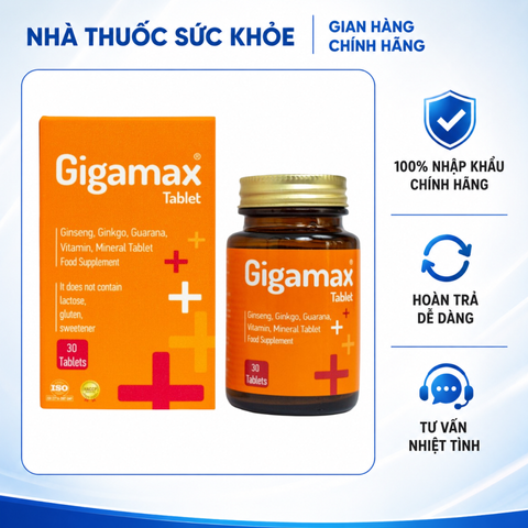 (Hàng Nhập Khẩu) Viên Uống Hỗ Trợ Bổ Não GIGAMAX 30 Viên - Hỗ Trợ Tăng Cường Trí Nhớ, Cải Thiện Tuần Hoàn Não, Giảm Căng Thẳng
