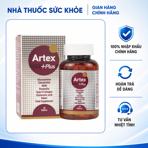 (Hàng nhập khẩu) Viên Uống Hỗ Trợ Sụn Khớp Artex +Plus 60 Viên - Hỗ Trợ Vận Động Linh Hoạt, Nuôi Dưỡng Sụn Khớp