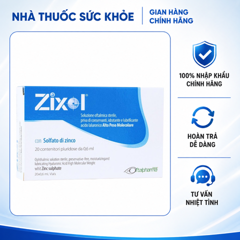 (Hàng nhập khẩu) Nước Mắt Nhân Tạo ZIXOL Hộp 20 Tép - Hỗ Trợ Dưỡng Ẩm, Giảm Khô Mỏi Mắt