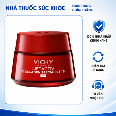 (Hàng nhập khẩu) Kem Dưỡng Ban Ngày Vichy Liftactiv Collagen Specialist 16 Day 50ml Hỗ Trợ Trẻ Hóa, Săn Chắc Da