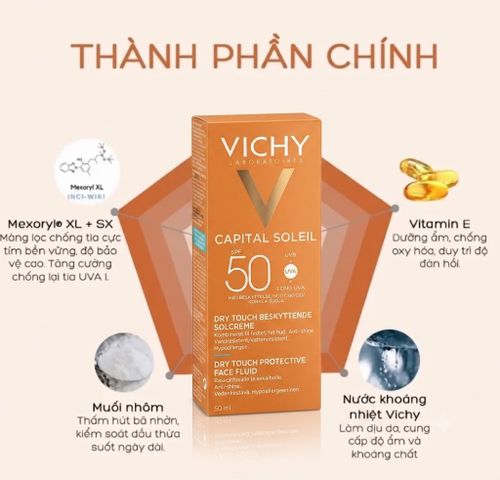 [Hàng nhập khẩu] Kem Chống Nắng Vichy Idéal Soleil SPF50 - Bảo Vệ Da Hiệu Quả Trước Tia UV - Dành Cho Da Dầu, Hỗn Hợp Thiên Dầu, Không Nhờn Dính