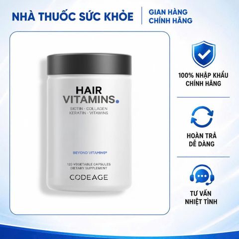 Viên uống hỗ trợ mọc và dưỡng tóc Codeage Vitamins Hair - Bổ sung Biotin, Keratin, Collagen cho mái tóc dày và khỏe mạnh