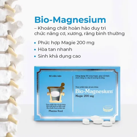 (Hàng nhập khẩu) Viên Uống Magie Pharma Nord Bio-Magnesium 200mg 60 Viên - Hỗ Trợ Cơ Bắp, Giảm Mệt Mỏi, Duy Trì Xương Răng