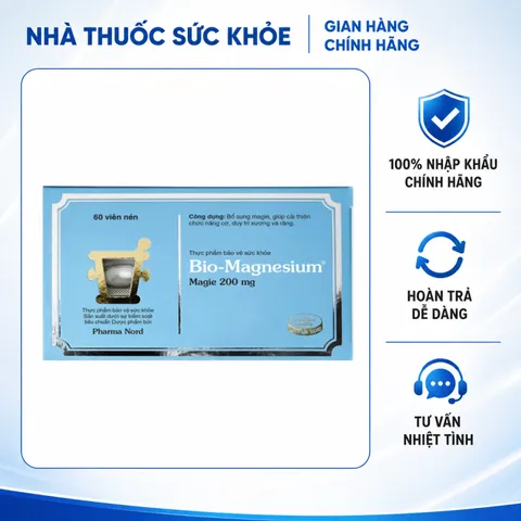 (Hàng nhập khẩu) Viên Uống Magie Pharma Nord Bio-Magnesium 200mg 60 Viên - Hỗ Trợ Cơ Bắp, Giảm Mệt Mỏi, Duy Trì Xương Răng