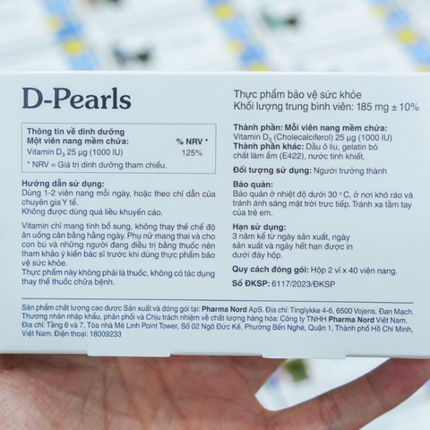 (Hàng nhập khẩu) Viên Uống Bổ Sung Vitamin D3 Pharma Nord D-Pearls 1000IU 80 Viên - Hỗ Trợ Xương, Răng, Cơ Bắp Và Miễn Dịch
