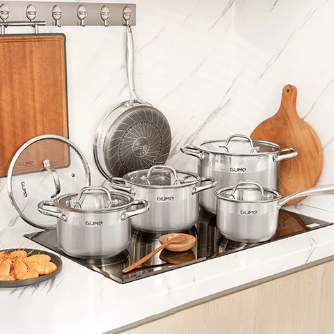 (Hàng nhập khẩu) Bộ Nồi Chảo Inox đáy 5 Lớp GMPPS-2201 Gume Korea Hàn Quốc