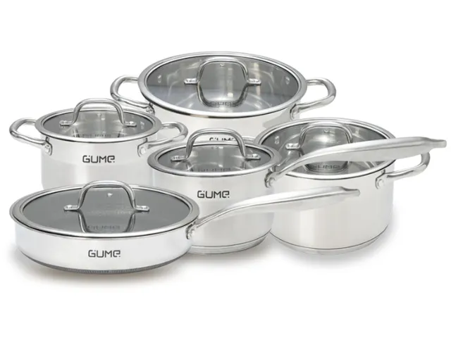 (Hàng nhập khẩu) Bộ Nồi Chảo Inox đáy 5 Lớp GMPPS-2201 Gume Korea Hàn Quốc
