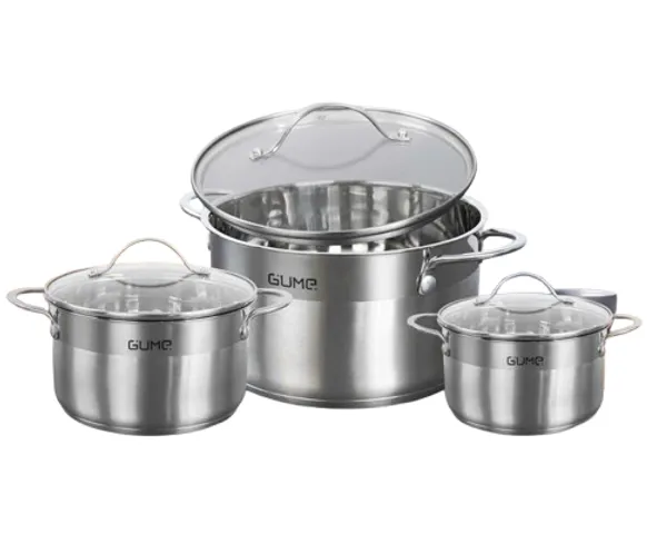 (Hàng nhập khẩu) Bộ nồi inox 304 cao cấp 3 món Gume Classic GM-3566
