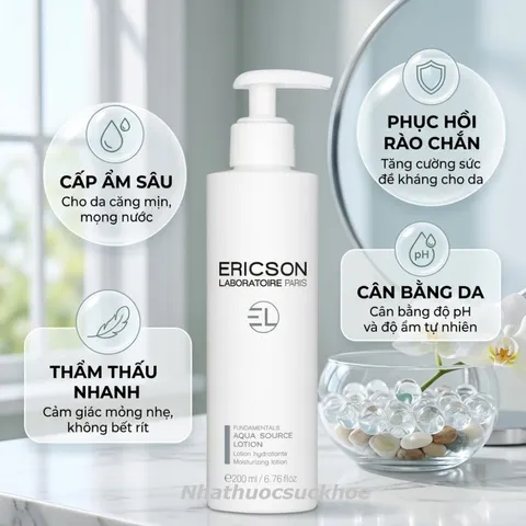 (Hàng nhập khẩu) Lotion Dưỡng Ẩm Cho Da Khô Ericson Aqua Source Lotion 200ML - Cấp Ẩm Chuyên Sâu, Làm Dịu Da
