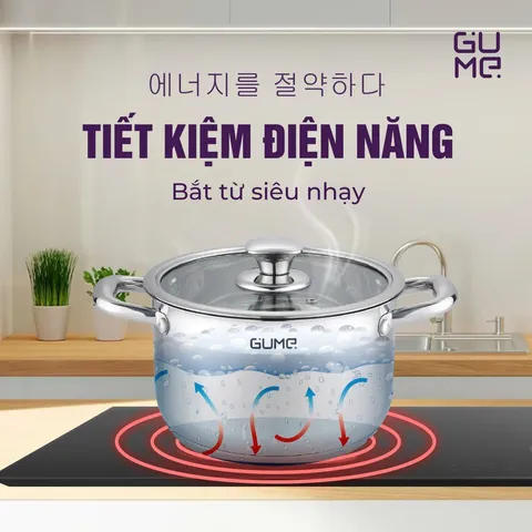 (Hàng nhập khẩu) Bộ 3 Nồi Luộc Gà Inox 304 Gume GMP-19 - Đáy 5 Lớp Dùng Cho Mọi Loại Bếp