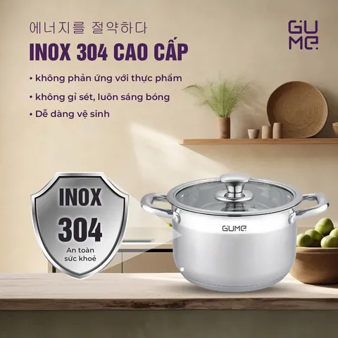 (Hàng nhập khẩu) Bộ 3 Nồi Luộc Gà Inox 304 Gume GMP-19 - Đáy 5 Lớp Dùng Cho Mọi Loại Bếp