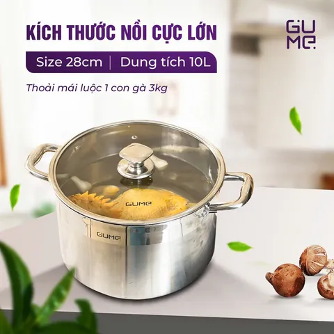 (Hàng nhập khẩu) Bộ 3 Nồi Luộc Gà Inox 304 Gume GMP-19 - Đáy 5 Lớp Dùng Cho Mọi Loại Bếp