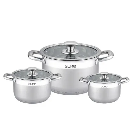 (Hàng nhập khẩu) Bộ 3 Nồi Luộc Gà Inox 304 Gume GMP-19 - Đáy 5 Lớp Dùng Cho Mọi Loại Bếp