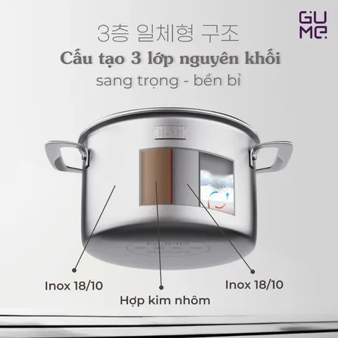 (Hàng nhập khẩu) Nồi inox nguyên khối Gume Namsan GMP-3018 size 18