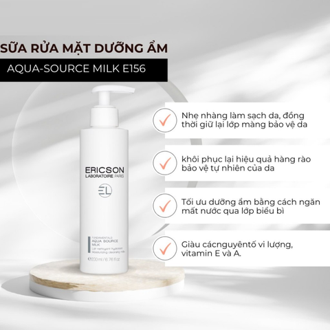 (Hàng nhập khẩu) Sữa Rửa Mặt Cho Da Khô Ericson Aqua Source Milk 200ML - Làm Sạch Dịu Nhẹ, Cấp Ẩm, Giúp Da Mềm Mịn