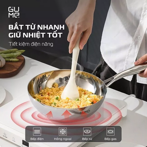 (Hàng nhập khẩu) Chảo Nguyên Khối Sâu Lòng Inox 18/10 Gume Trimax GM-W1524 Size 24