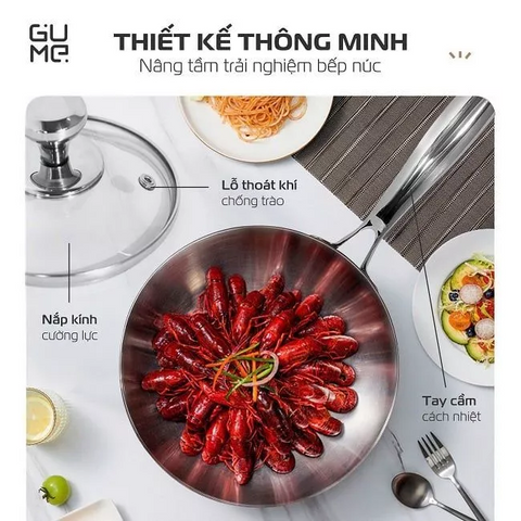 (Hàng nhập khẩu) Chảo Nguyên Khối Sâu Lòng Inox 18/10 Gume Trimax GM-W1524 Size 24