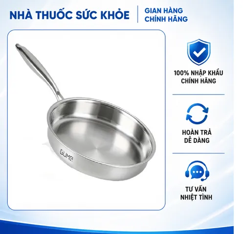 (Hàng nhập khẩu) Chảo Inox 18/10 Nguyên Khối Gume GPS-1224 Size 24cm Chống Dính Tự Thân