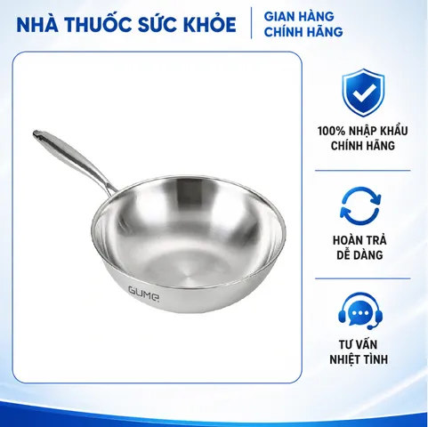 (Hàng nhập khẩu) Chảo sâu lòng inox 5 lớp liền khối 28cm Gume GMW-1558