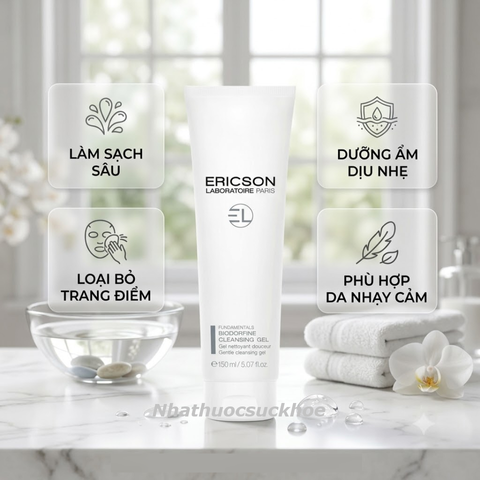 (Hàng nhập khẩu) Gel Tẩy Trang Ericson Biodorfine Cleansing Gel 150ml - Làm Sạch Sâu, Loại Bỏ Lớp Trang Điểm, Dưỡng Ẩm Dịu Nhẹ