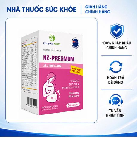 (Hàng nhập khẩu) Viên uống Nz-Pregmum hỗ trợ bổ sung vitamin tổng hợp cho bà bầu hộp 30 viên