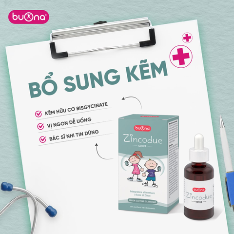 (Hàng nhập khẩu) Kẽm Nhỏ Giọt Buona Zincodue Cho Bé 30ML- Hỗ Trợ Tăng Cường Đề Kháng, Ăn Ngon, Phát Triển Khỏe Mạnh