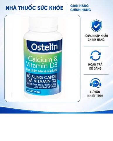 (Hàng nhập khẩu) Viên uống Ostelin Calcium & Vitamin D3 Sanofi hỗ trợ bổ sung Canxi - Hộp 130 viên