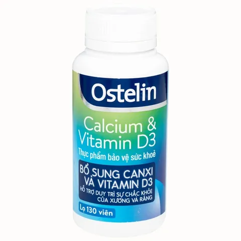(Hàng nhập khẩu) Viên uống Ostelin Calcium & Vitamin D3 Sanofi hỗ trợ bổ sung Canxi - Hộp 130 viên