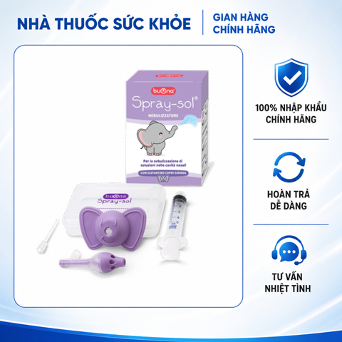 (Hàng nhập khẩu) Bộ Xịt Xông Rửa Mũi Buona Spray Sol Cho Bé - Hỗ Trợ Vệ Sinh Mũi, Thông Thoáng Đường Thở