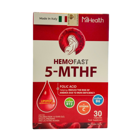 (Hàng nhập khẩu) Viên Uống Bổ Máu Hemofast 5-MTHF 30 Viên - Hỗ Trợ Bổ Sung Sắt, Acid Folic, Tăng Cường Sức Khỏe Cho Mẹ Bầu