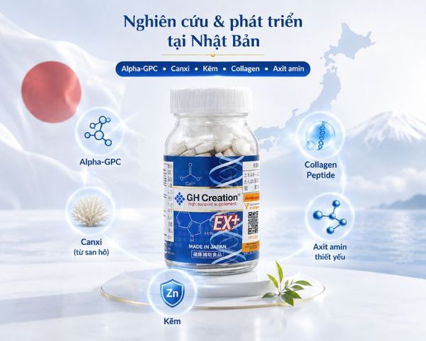 (Hàng Chính Hãng- Đủ VAT ) Viên uống GH Creation EX+ tăng chiều cao chính hãng Nhật Bản - Hỗ trợ phát triển chiều cao cho đối tượng từ 4-30 tuổi